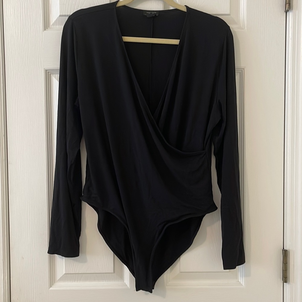 Ann Taylor Factory black long sleeved XL bodysuit